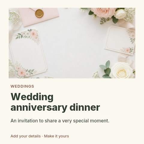 Wedding anniversary dinner social media post template