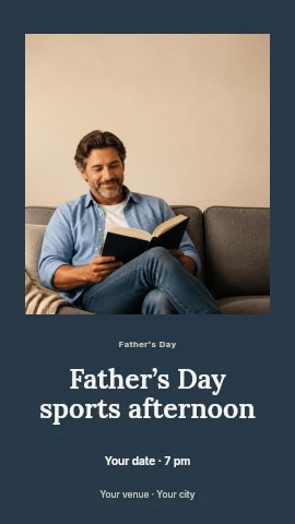 Man Relaxing on Couch Reading Book in Father’s Day sports afternoon instagram story template