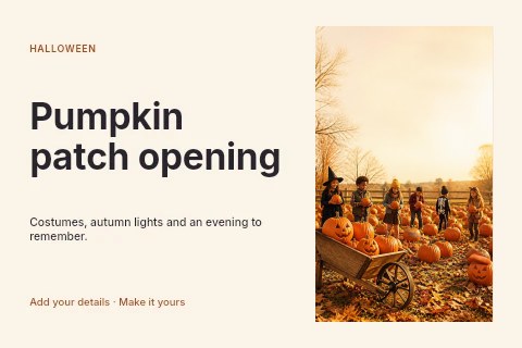 Pumpkin patch opening postcard template