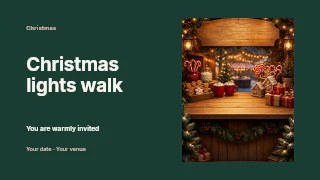 Christmas lights walk presentation cover template · Horizontal photo dialogue