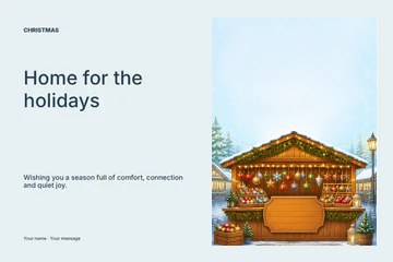 Snowy Christmas village photo layout postcard template