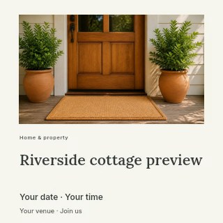Riverside cottage preview social media post template · Gallery editorial