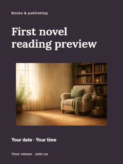 First novel reading preview poster template · Modern programme