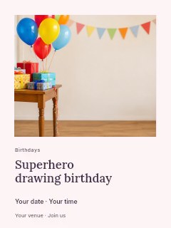 Superhero drawing birthday poster template · Gallery editorial