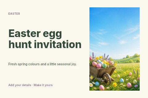 Easter egg hunt invitation postcard template