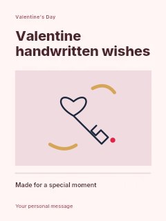 Valentine heart key · Duotone in Valentine handwritten wishes · Title & photograph