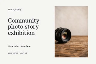 Community photo story exhibition postcard template · Horizontal photo dialogue