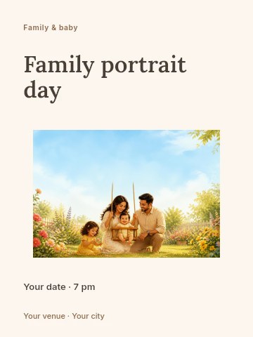 Family portrait day poster template