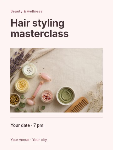 Hair styling masterclass invitation template