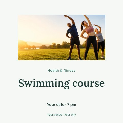 Swimming course social media post template