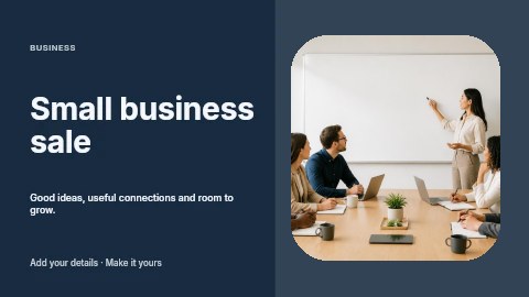 Small business sale presentation cover template