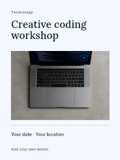 Top view of laptop coding interface in Creative coding workshop · Title & photograph