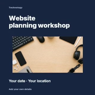Website planning workshop social media post template · Modern programme
