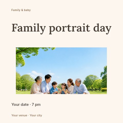 Family portrait day social media post template