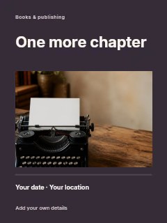 Vintage black typewriter on wooden table in Reading photo announcement · Title & photograph