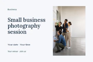 Small business photography session postcard template · Horizontal photo dialogue
