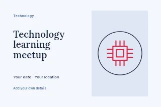 Microprocessor chip · Medallion in Technology learning meetup · Horizontal photo dialogue