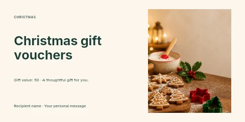 Christmas gingerbread cookies with icing in Christmas gift vouchers gift voucher template