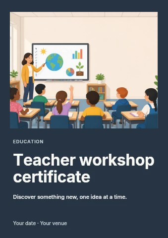 Teacher workshop certificate flyer template