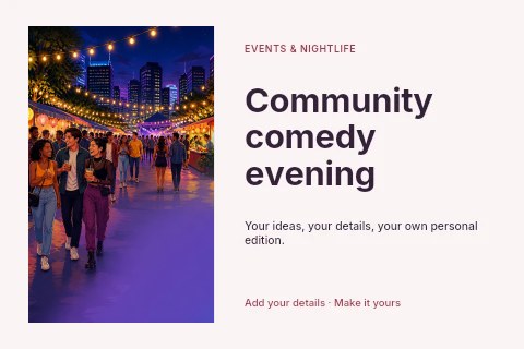 Community comedy evening postcard template
