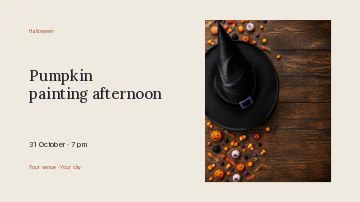 Pumpkin painting afternoon · Horizontal photo dialogue presentation cover template
