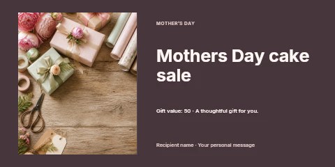 Mothers Day cake sale gift voucher template