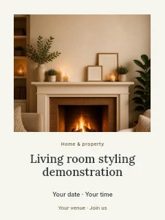 Living room styling demonstration poster template · Quiet photo gallery