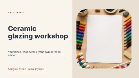Blank Paper Surrounded by Art Supplies in Ceramic glazing workshop youtube thumbnail template