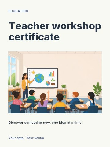 Teacher workshop certificate invitation template