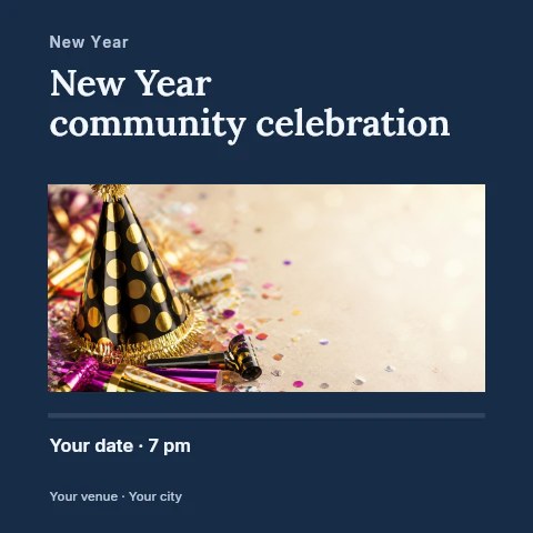 New Year community celebration social media post template