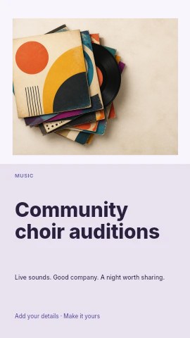 Community choir auditions instagram story template