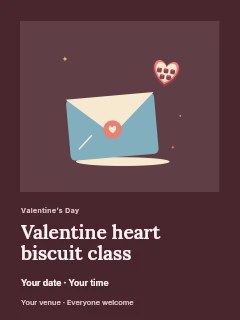 Love letter and heart shaped chocolates in Valentine heart biscuit class poster · Gallery editorial