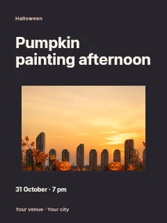 jack-o’-lantern pumpkins by rustic fence in Pumpkin painting afternoon · Modern programme