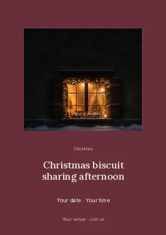 Christmas biscuit sharing afternoon flyer · Picture window flyer template