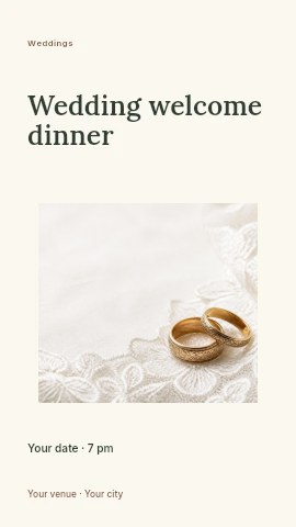 Wedding welcome dinner instagram story template