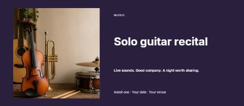 Solo guitar recital event ticket template