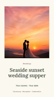 Seaside sunset wedding supper instagram story template · Quiet photo gallery