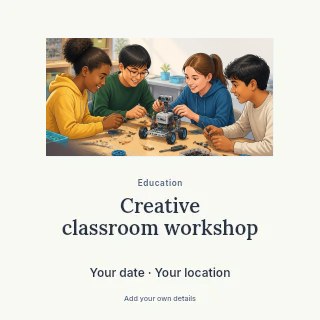 Creative classroom workshop social media post template · Picture window