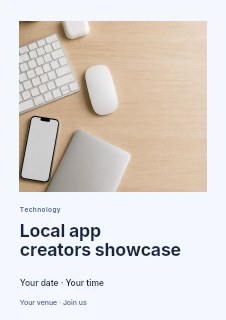 Minimalist workspace with wireless devices in Local app creators showcase flyer · Gallery editorial