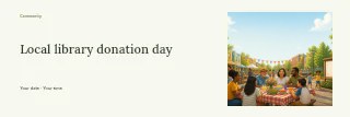 Local library donation day banner template · Horizontal photo dialogue