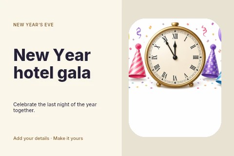 New Year hotel gala postcard template