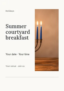 Summer courtyard breakfast flyer template · Split portrait