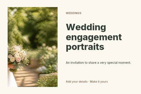 Wedding engagement portraits postcard template