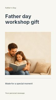 Father reading book with daughter in Father Day workshop gift · Title & photograph