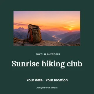 Sunrise hiking club social media post template · Picture window