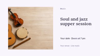 Soul and jazz supper session youtube thumbnail template · Horizontal photo dialogue