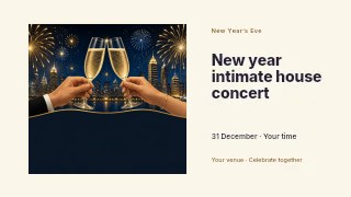 New Year intimate house concert youtube thumbnail template · Horizontal photo dialogue
