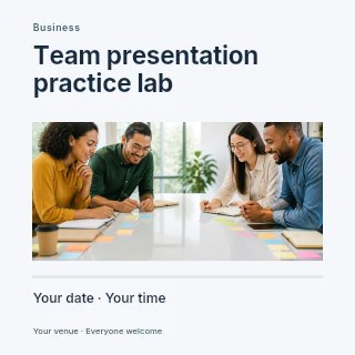Team presentation practice lab social media post template · Title & photograph