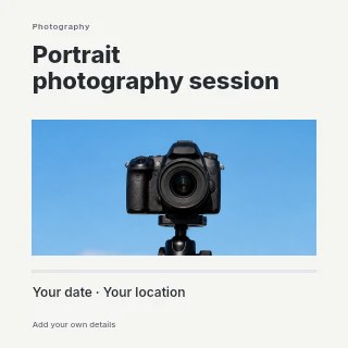 Camera mounted on tripod against sky in Portrait photography session · Title & photograph