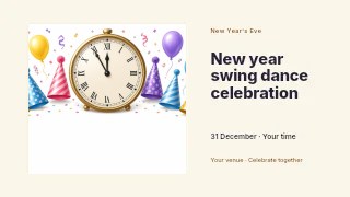 New Year swing dance celebration presentation cover template · Horizontal photo dialogue